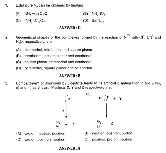 JEE Advanced Sample Question Paper Set 1 2011 With Answers JEE (Main ...